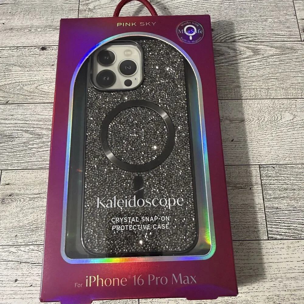 Pink Sky Phone Case Sparkle Glitter Crystals iPhone 16 Pro Max Kaleidoscope New